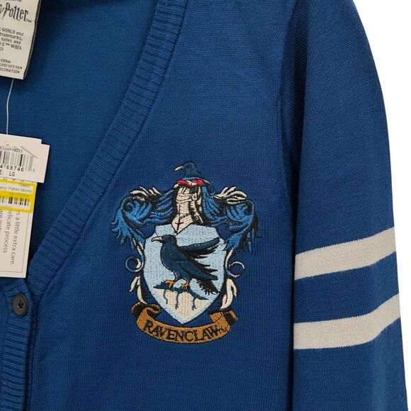 NEW Harry Potter Ravenclaw Sweater Cardigan Juniors L Embroidered School Girl - Picture 6 of 8